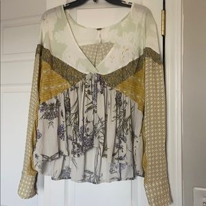 Patterned Long Sleeve Free People Shirt